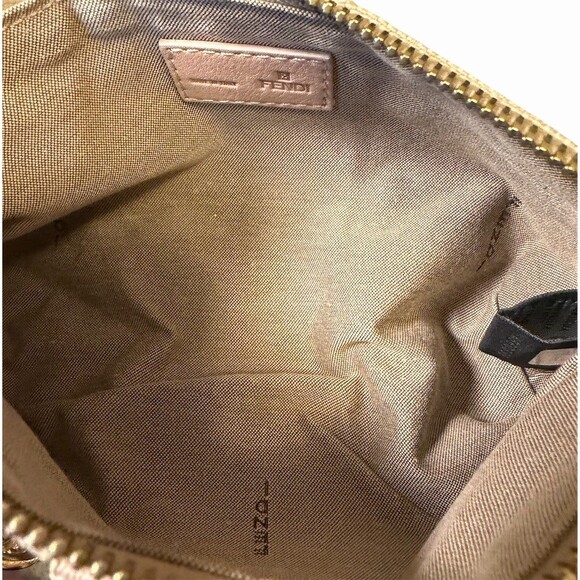 Fendi Pink Zucca FF Logo Mini Pochette Baguette with Gold Hardware